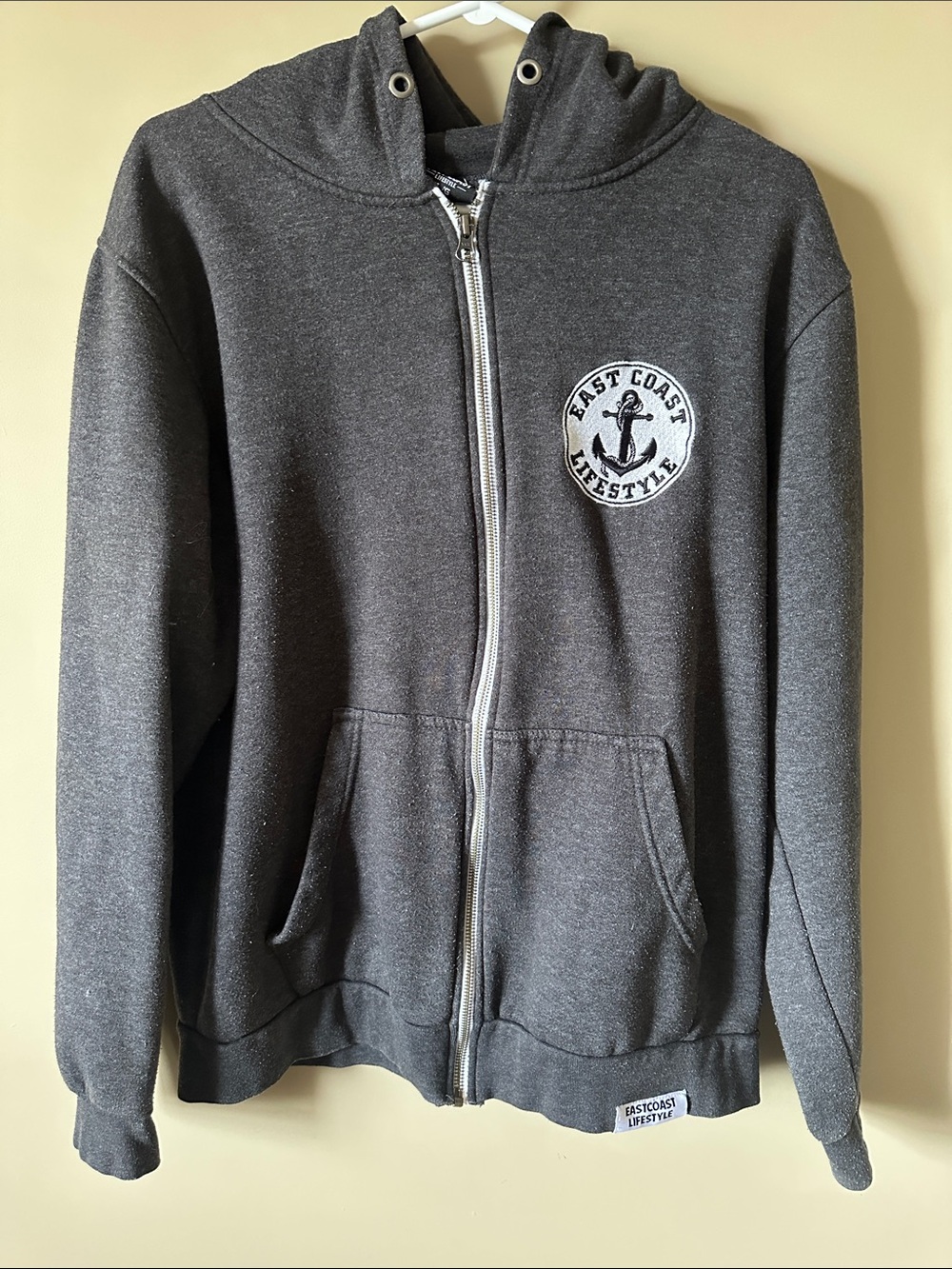 East Coast Lifestyle Men's Charcoal Zip Hoodie